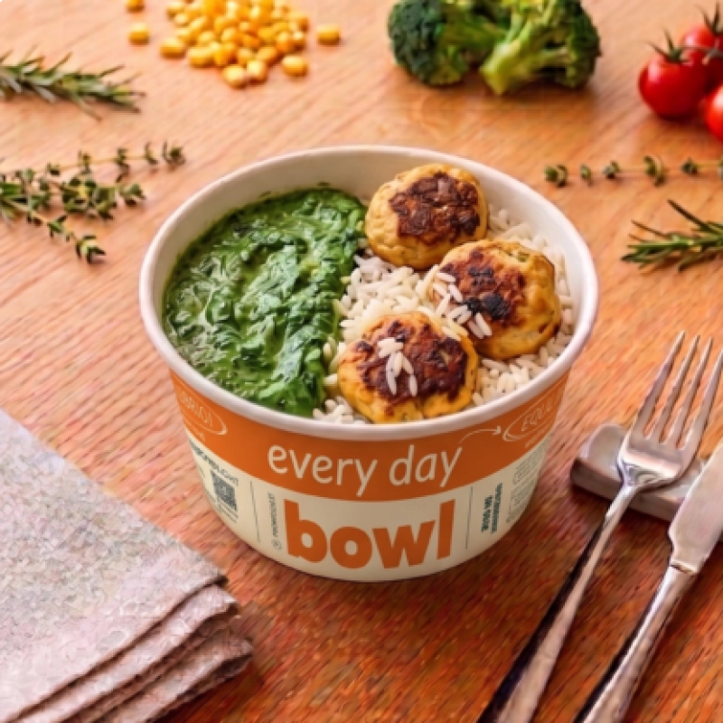every day Bowl -  Almôndegas de Frango ao Creme de Espinafre